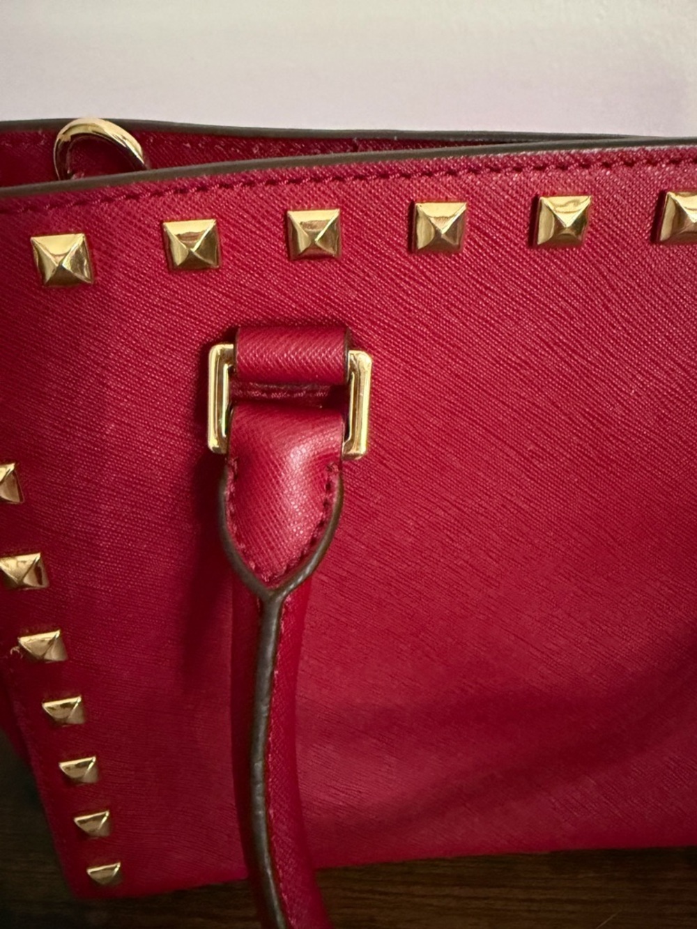 Michael Kors Selma Medium Studded Saffiano Leather Satchel - Picture 6 of 12